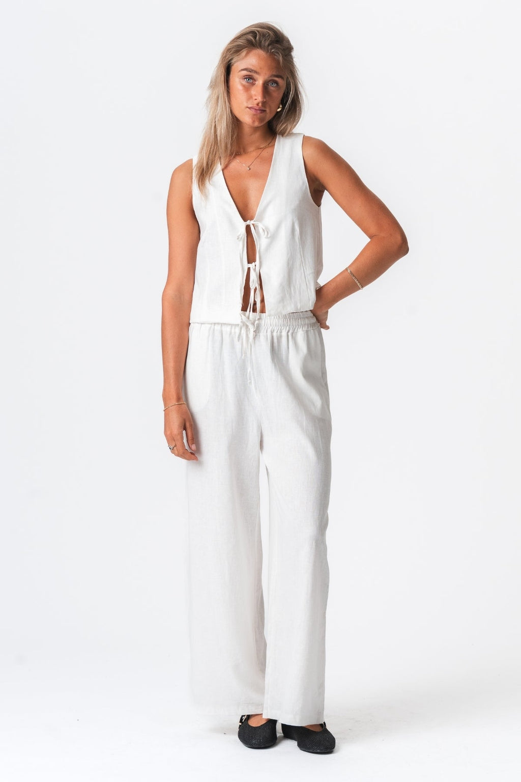 Linen Vest - Off White