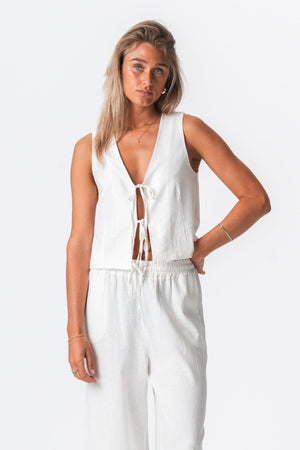 Linen Vest - Off White