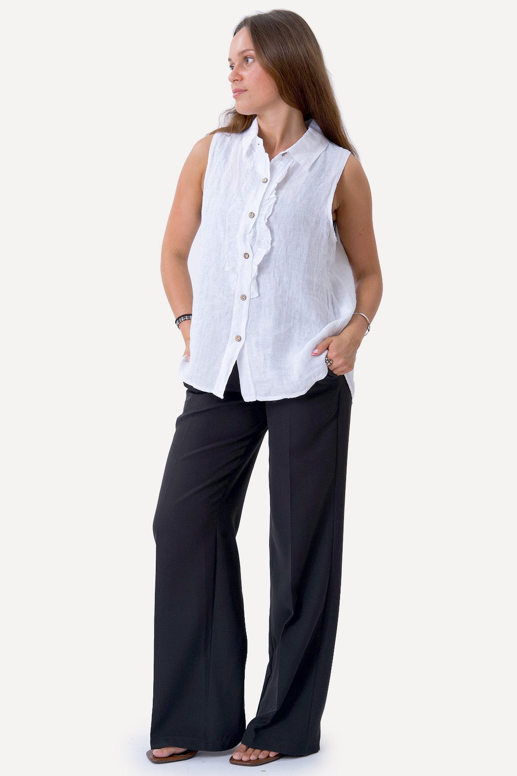 Mio linnen top - wit
