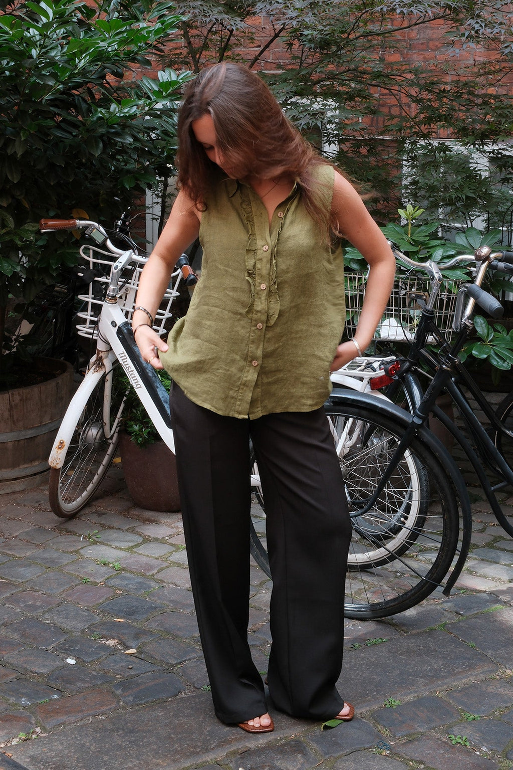 Mio Linnen Top - Olijf