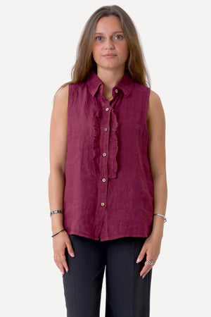 Mio Linen Top - Red