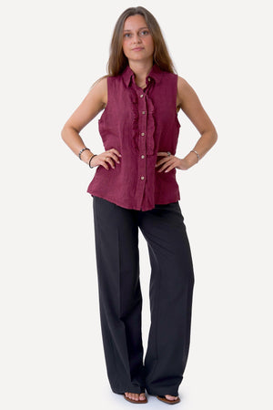 Mio Linen Top - Red
