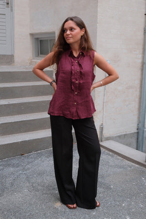 Mio Linen Top - Red