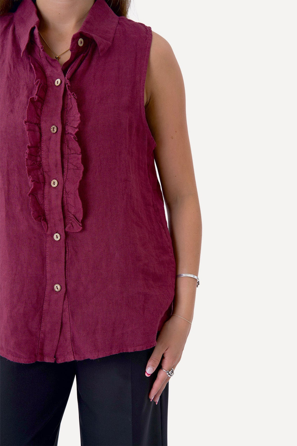 Mio Linen Top - Red