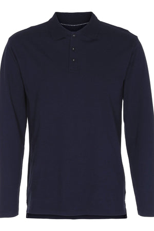 Muscle Long Sleeve Polo Shirt - Navy