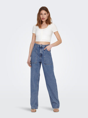 Jeans large kirsi - denim bleu moyen