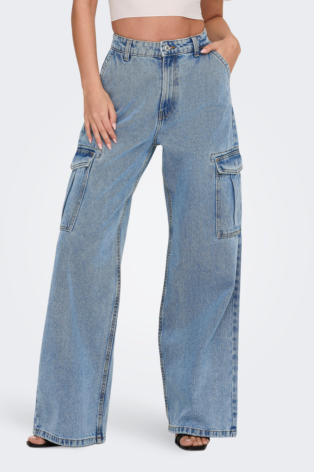 Hope High Taille Denim Jeans - Dark Blue Denim