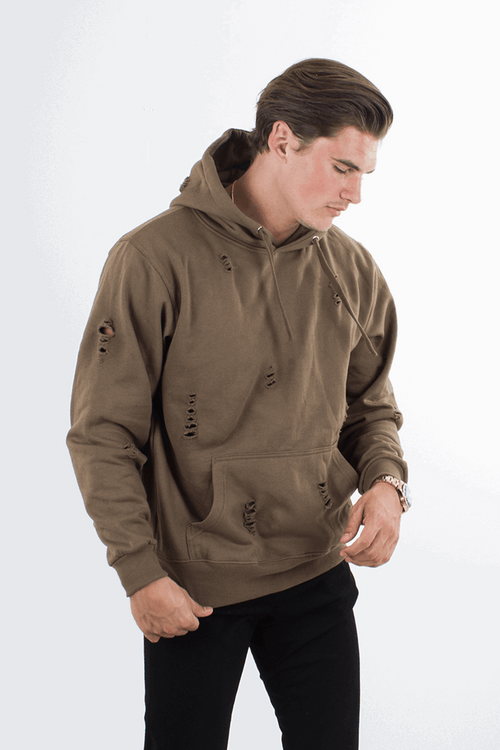 Ripped hoody - Army Grøn - TeeShoppen - Grøn