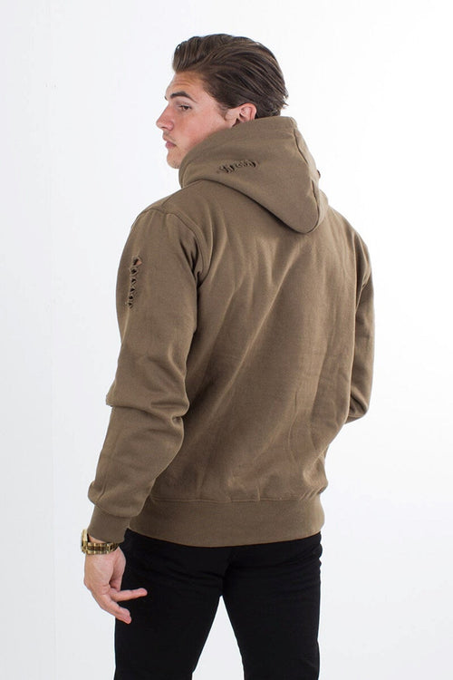 Ripped hoody - Army Grøn - TeeShoppen - Grøn