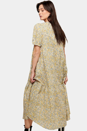 Sofie Long Dress - Blue & Yellow Floral