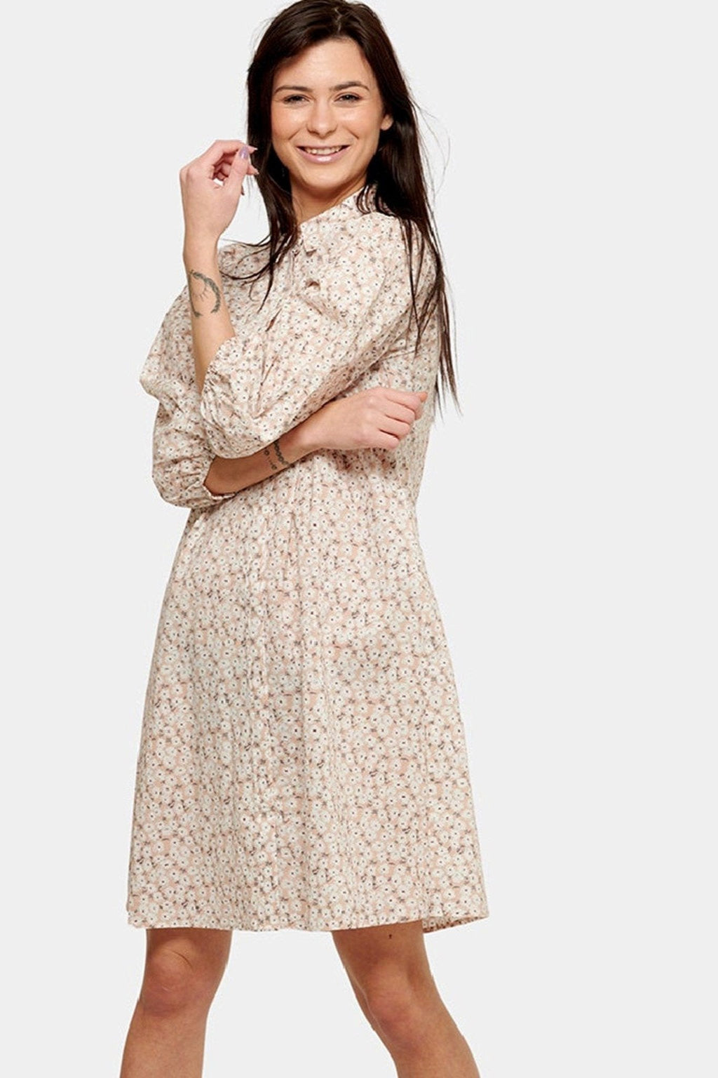 Sofie -shirtjurk - Beige Floral
