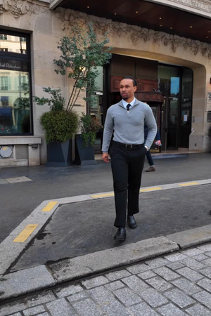 Pullover Half Zip - Mélange gris