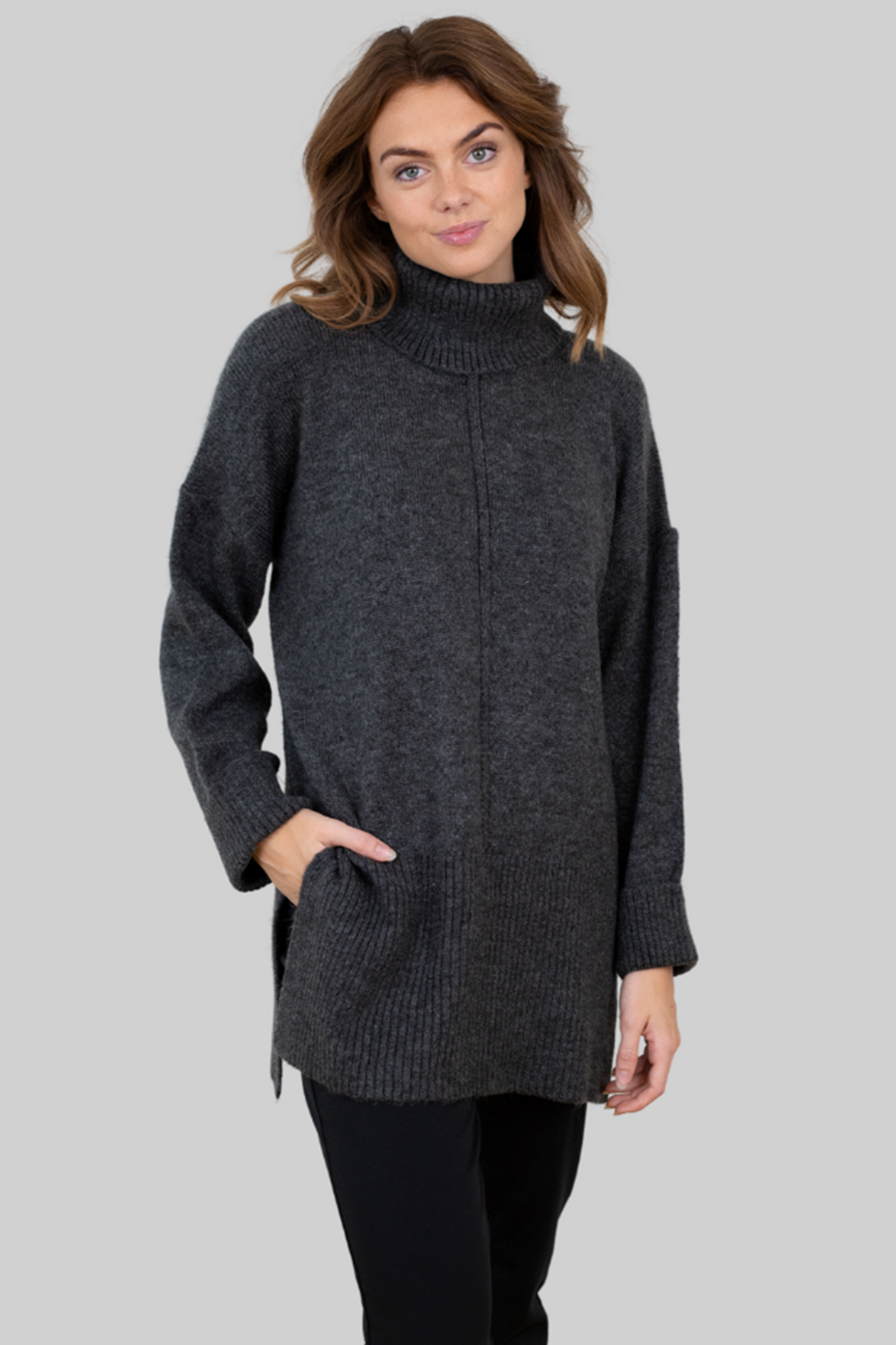 Tatiana Roll Neck Pullover - Donkere grijs