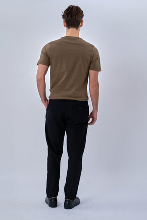 Basic T-shirt met V-hals - Olijf