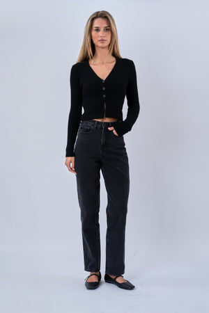 Nova Tie Blouse Gebreid - Zwart