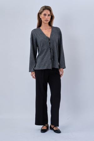 Ivy Tie Blouse Gebreid - Grijs