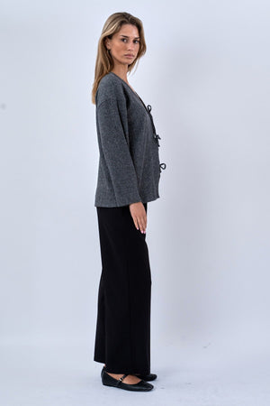 Ivy Tie Blouse Gebreid - Grijs