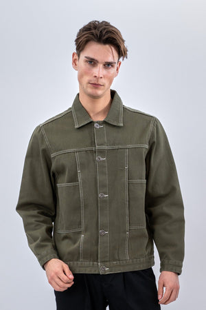 Veste en jean - Kaki