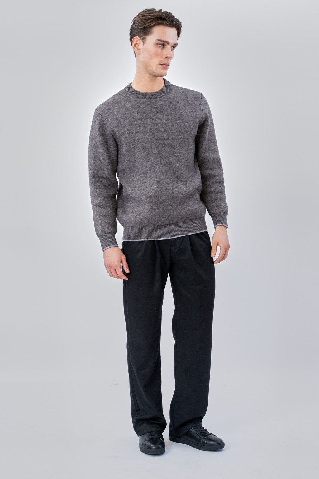 Pull à col rond - Gris