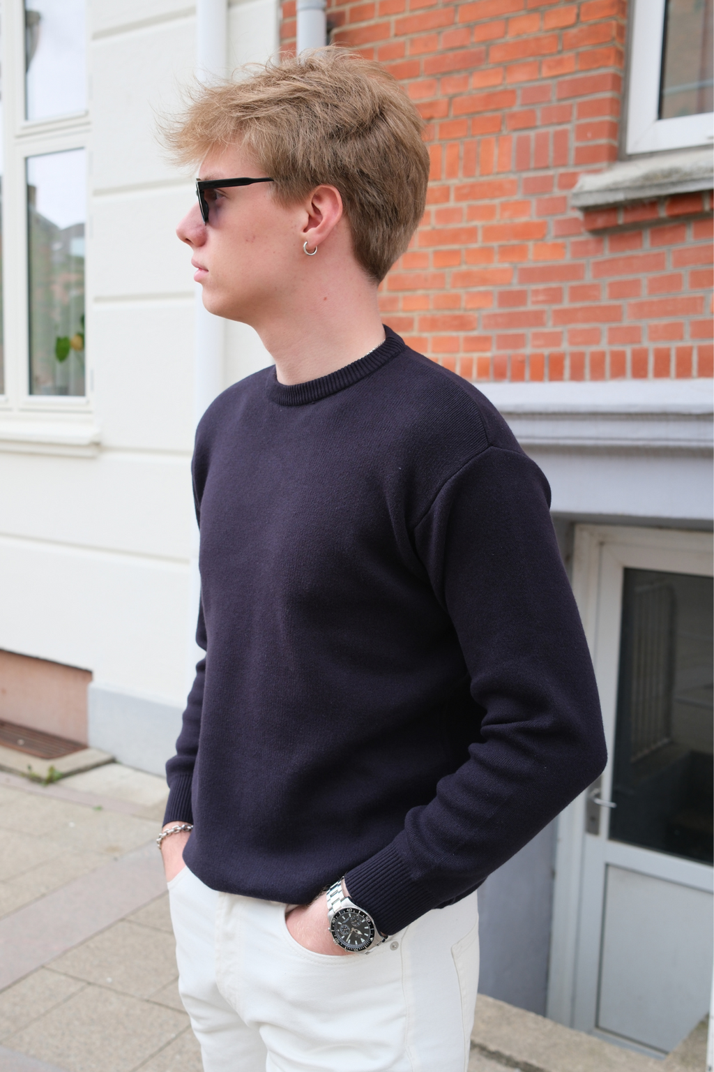 Pull en tricot de Crewneck - marine noire
