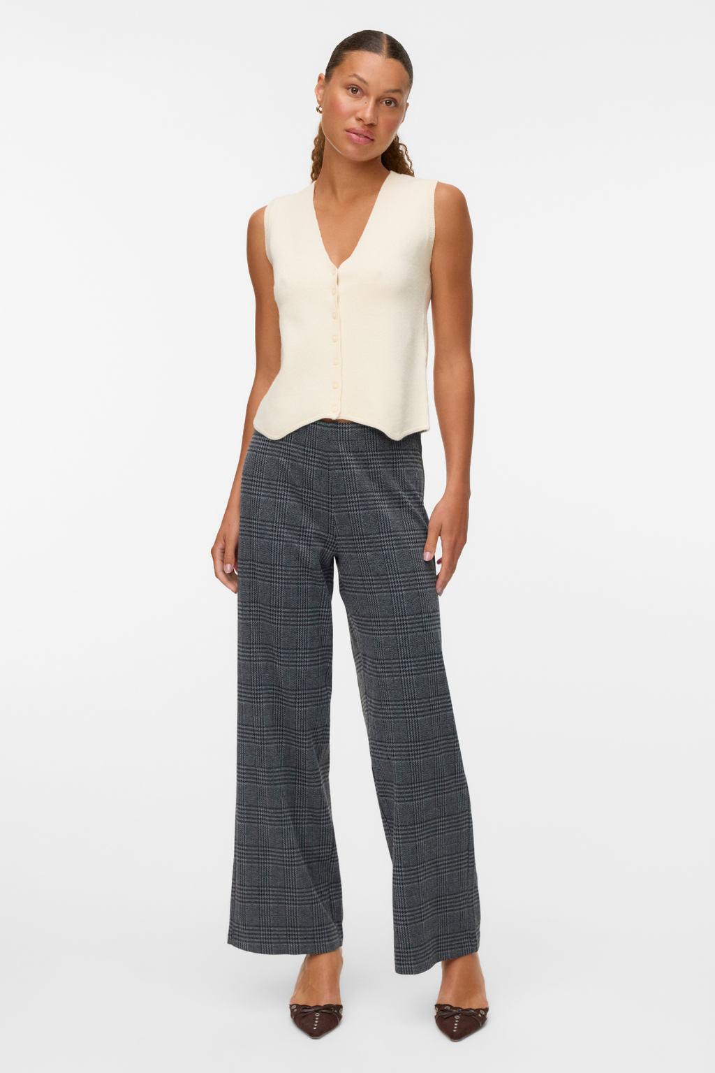 Gilet à col en V - bouleau