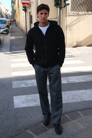 Sweat à capuche à zip détendu - noir