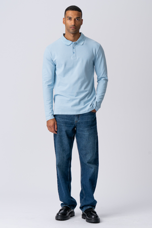 Muscle Polo shirt met lange mouwen - lichtblauw