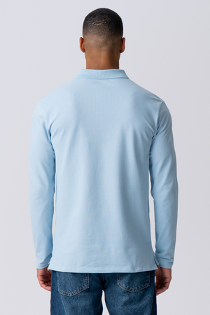 Muscle Polo shirt met lange mouwen - lichtblauw