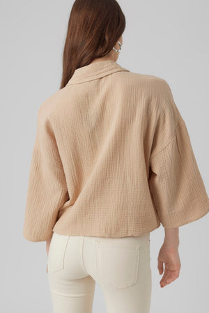 Natali Crop Shirt - Irish Cream