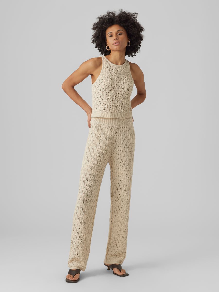 Pantalon à crochet à taille haute Evelyn - bouleau