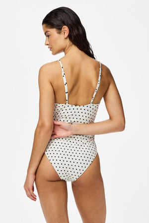 Baomi Swimsuit - Egret - Black Dot
