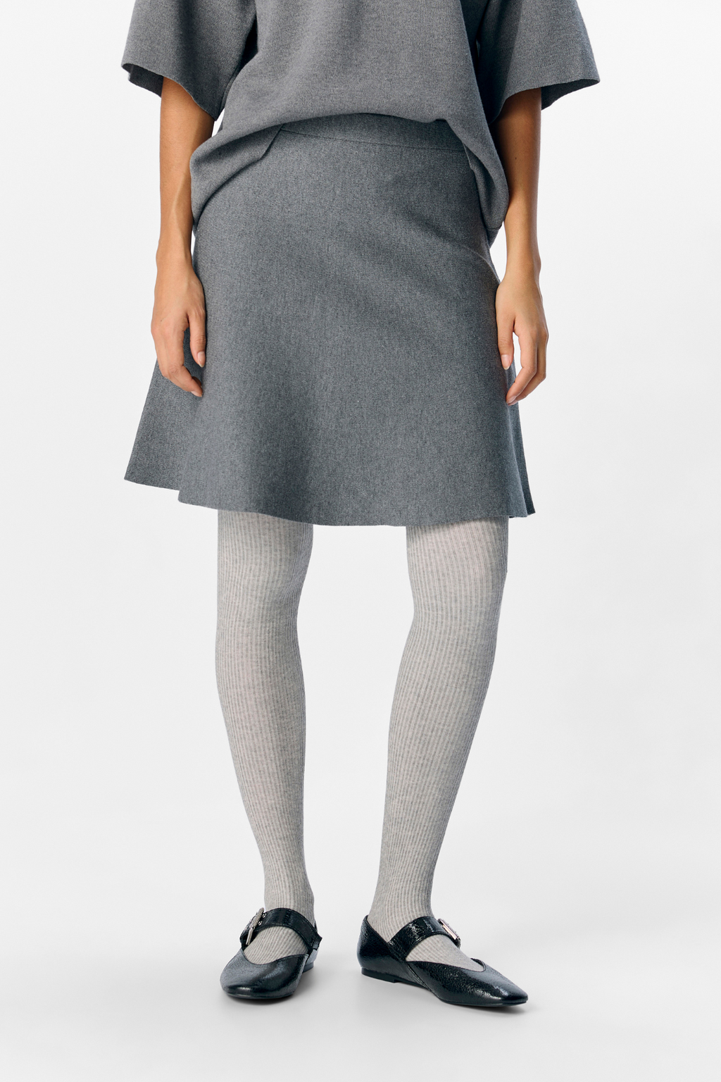 Jupe à tricot courte Reynard HW - mélange gris moyen