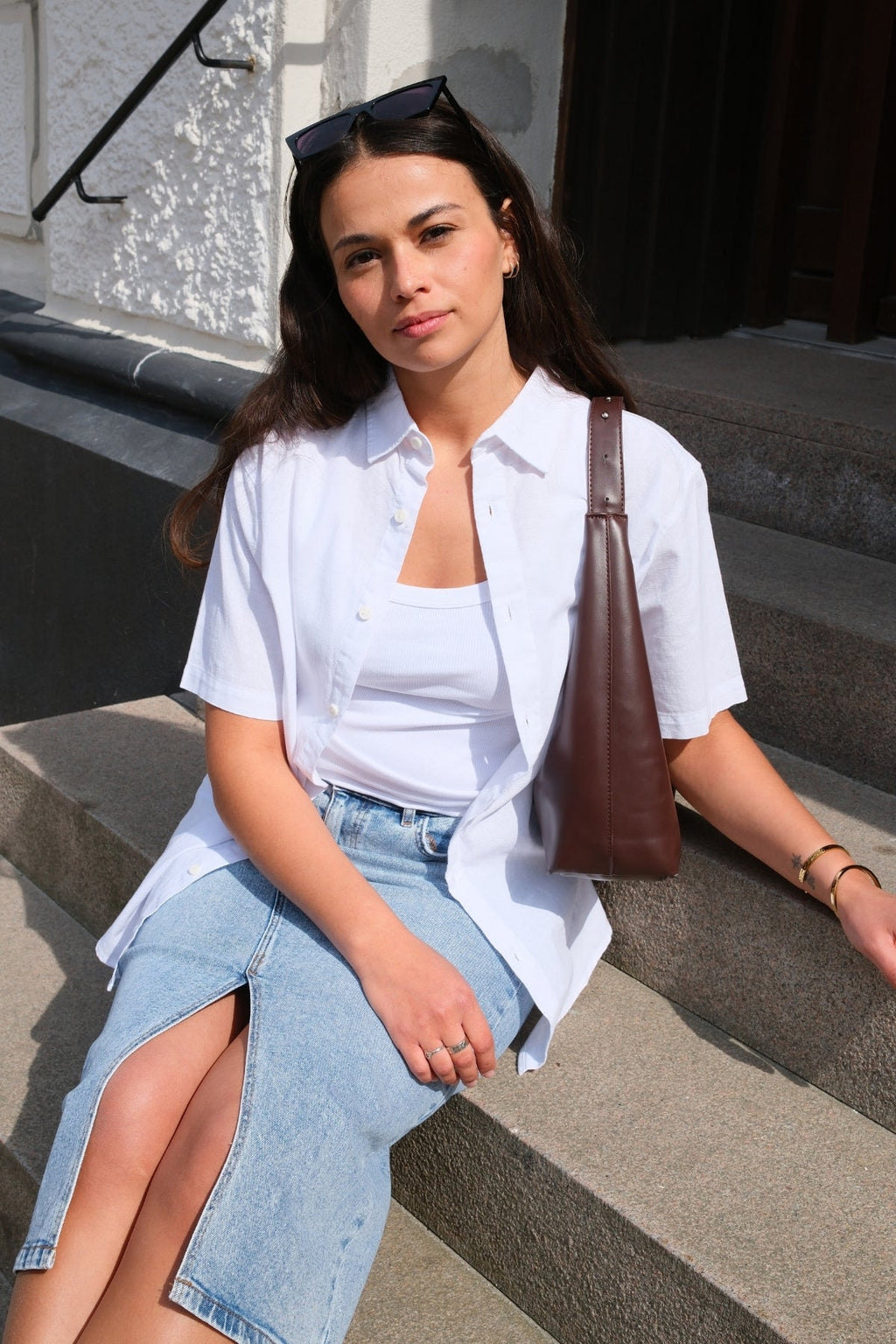 Korte mouw linnen shirt - wit