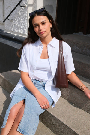 Korte mouw linnen shirt - wit