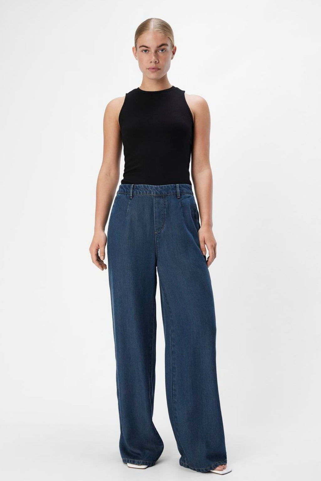 Frame lisa wijd Pants - Donkerblauwe denimspoeling
