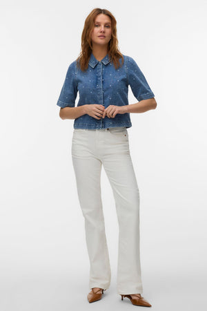 Chemise en jean 2/4 Dionne - Denim bleu moyen - Coeur