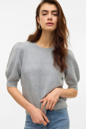 Doffy O-Neck Pullover - Light Grey Melange