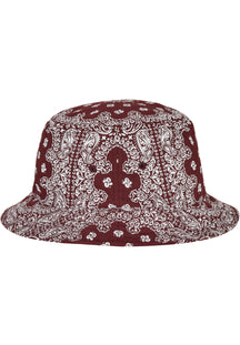 Bandana Print Bucket Hat - Cherry/White