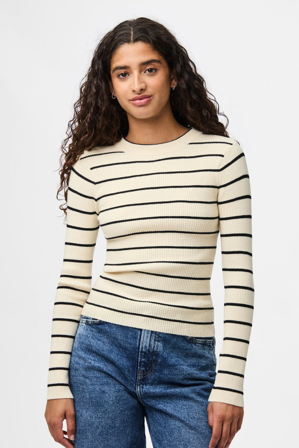 Mira New O-Neck Knit - Bouleau/Noir