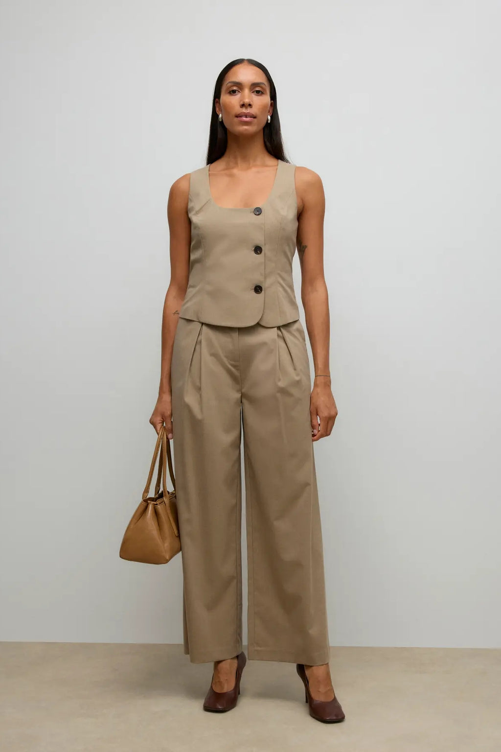 Ayah U-Neck Waistcoat - Dune Melange