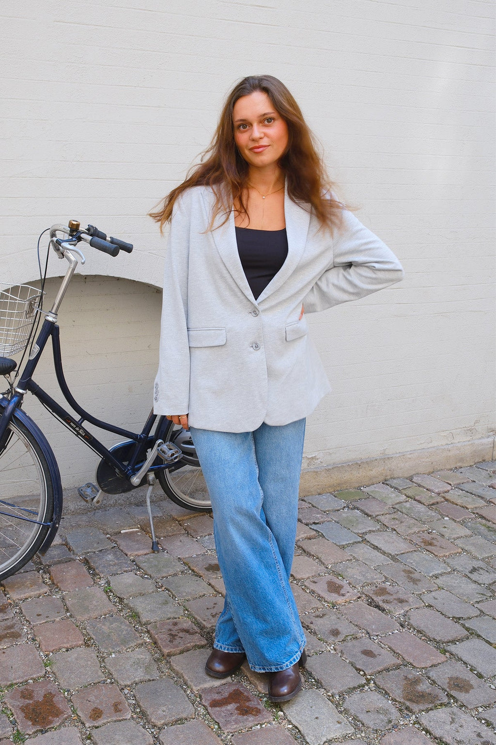 Blazer met klassieke pasvorm - lichtgrijs