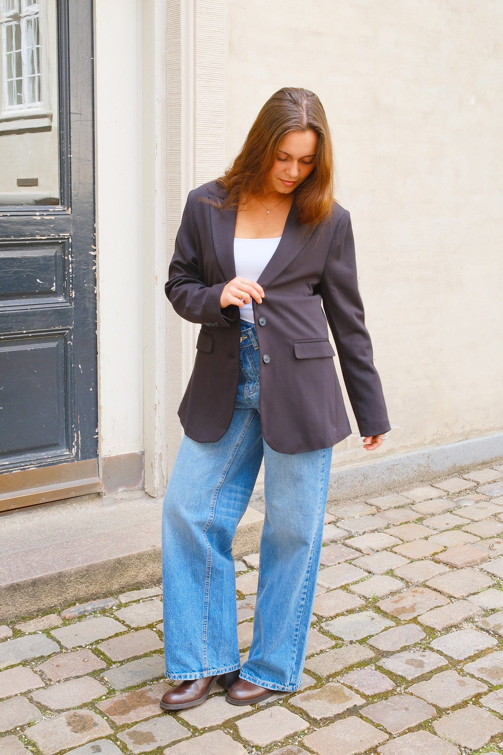 Blazer met klassieke pasvorm - Marineblauw