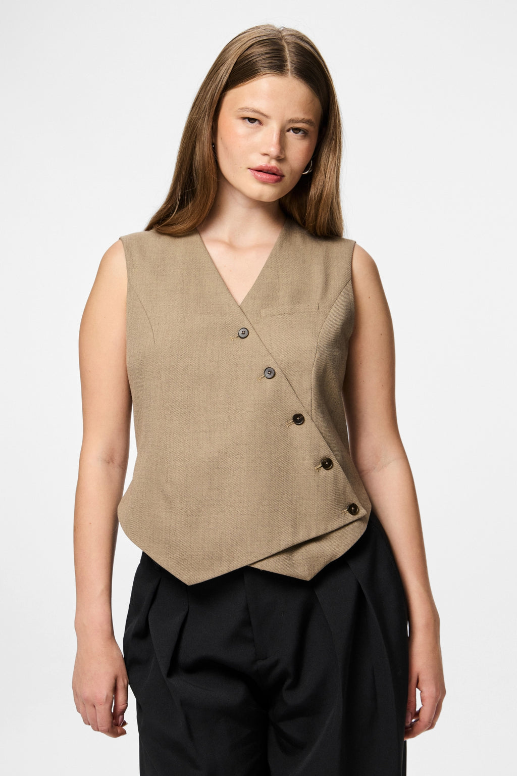 Bubbles asymmetrisch vest - grijs