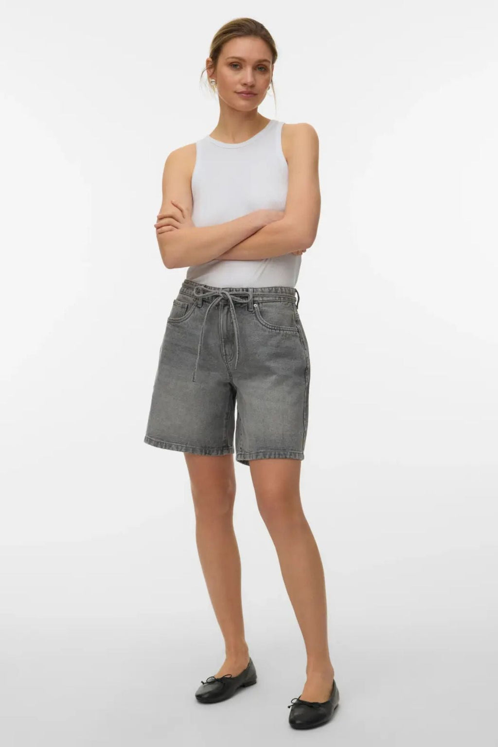 Wien-riem Shorts Mix - Lichtgrijs denim