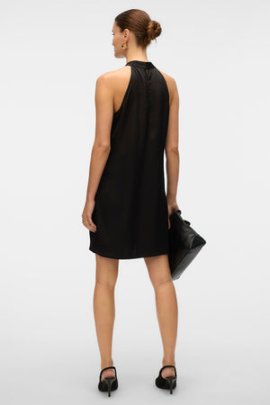 Elena Halter Neck Short Dress - Black