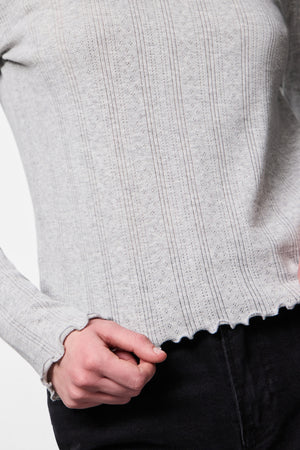 Marie O-hals top - lichtgrijs gemêleerd