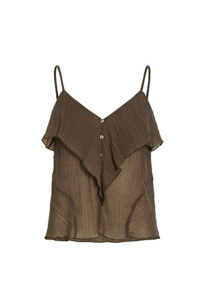 Danira V-Neck Singlet Top - Slate Black