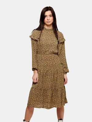 Comba small-flowered dress - Tigers eye