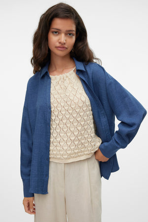 Melaney Queeny overhemd - Donker denim gemêleerd