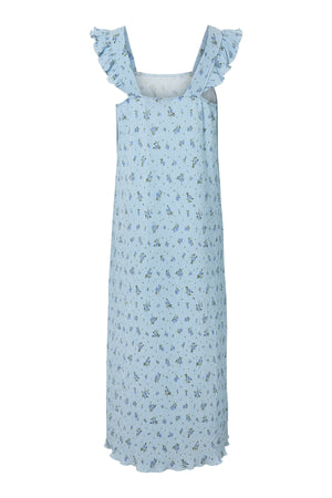 Robe à Volants et Bretelles Flora - Bleu Cachemire